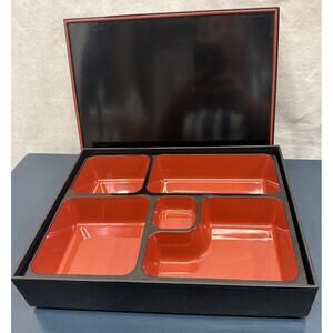 Vintage Japanese Lacquer Bento Box 5 Compartment Dividers Made in Japan
